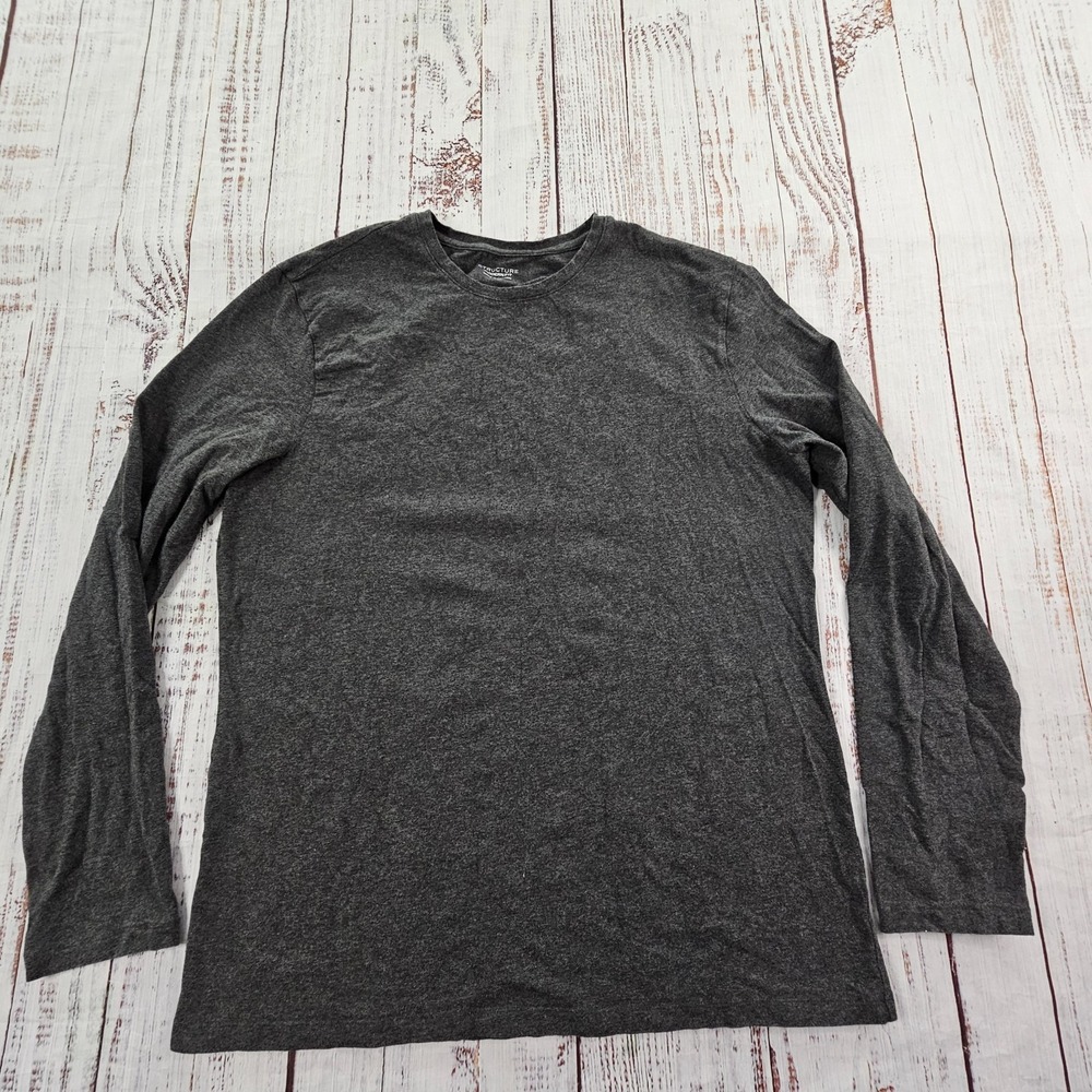Structure Gray Long Sleeve Modern Fit Cotton Spandex T-Shirt Men's XL